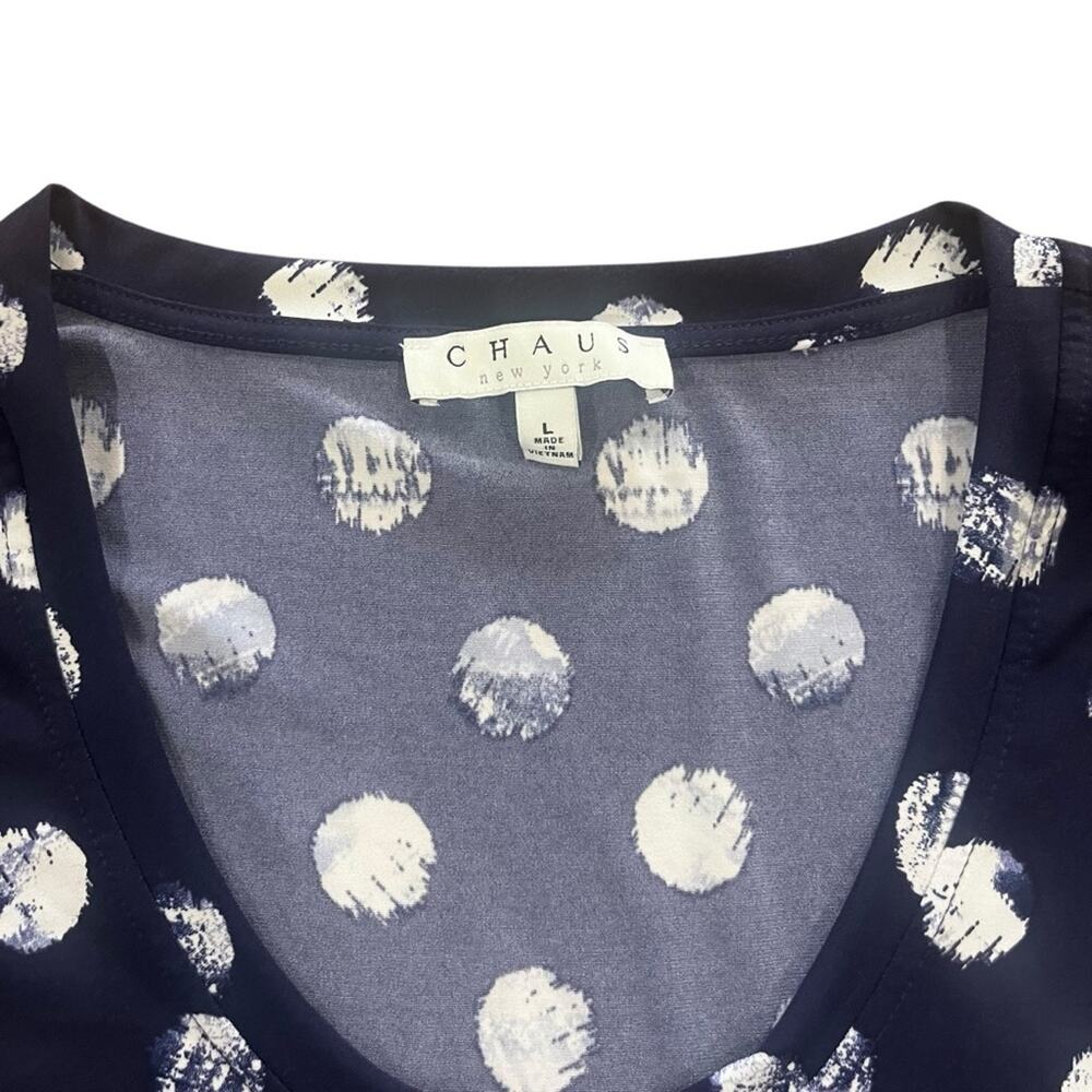 CHAUS Womens Batik Shibori Evening Navy Sleeveless Dress Size Large New Casual - Picture 4 of 7